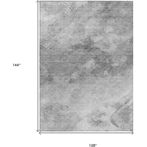 Photo of Silver Abstract Washable Non Skid Indoor Outdoor Area Rug