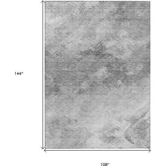 Silver Abstract Washable Non Skid Indoor Outdoor Area Rug Photo 3