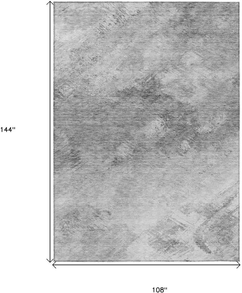 Silver Abstract Washable Non Skid Indoor Outdoor Area Rug Photo 3