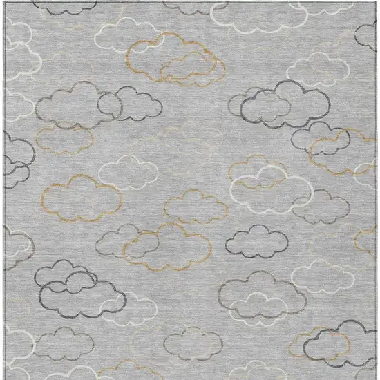 Silver And Beige Abstract Washable Indoor Outdoor Area Rug Photo 3