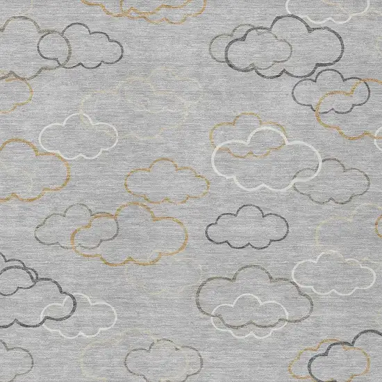 Silver And Beige Abstract Washable Indoor Outdoor Area Rug Photo 2