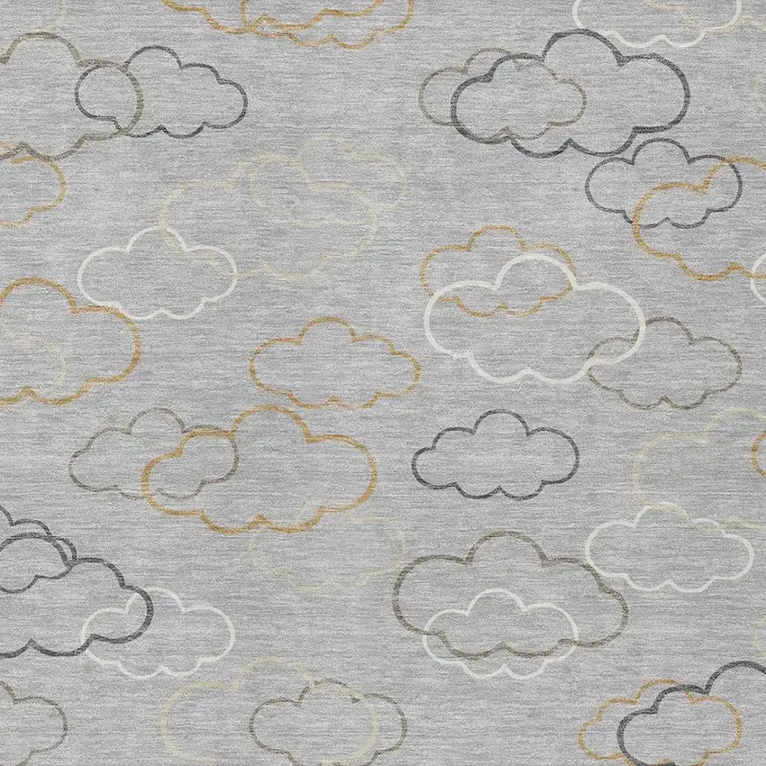 Silver And Beige Abstract Washable Indoor Outdoor Area Rug Photo 2