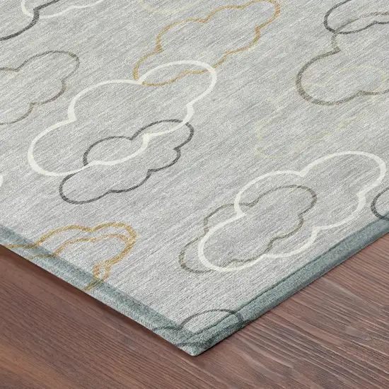Silver And Beige Abstract Washable Indoor Outdoor Area Rug Photo 8