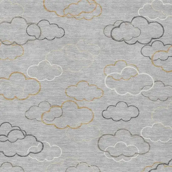 Silver And Beige Abstract Washable Indoor Outdoor Area Rug Photo 2