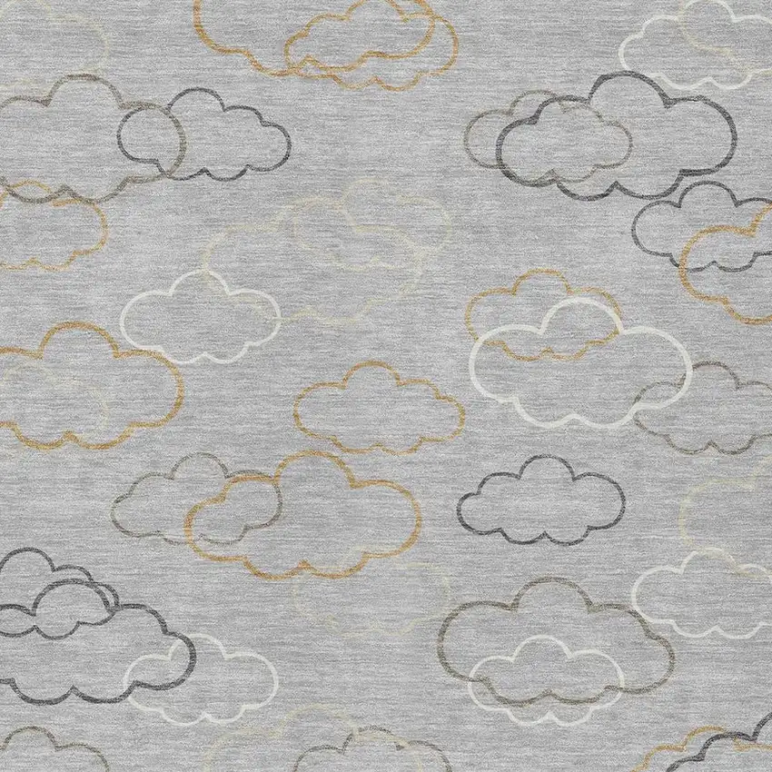 Silver And Beige Abstract Washable Indoor Outdoor Area Rug Photo 2