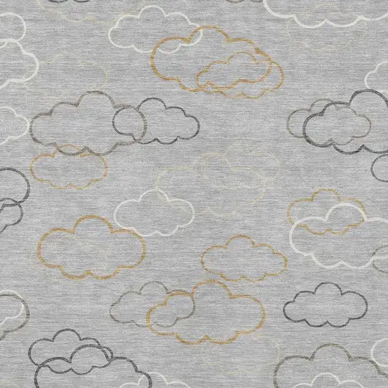 Silver And Beige Abstract Washable Indoor Outdoor Area Rug Photo 2