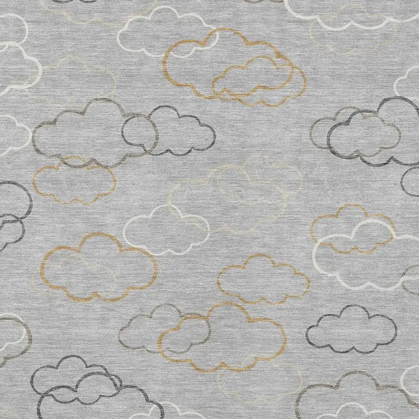 Silver And Beige Abstract Washable Indoor Outdoor Area Rug Photo 2