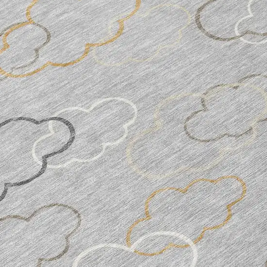 Silver And Beige Abstract Washable Indoor Outdoor Area Rug Photo 9