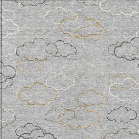 Silver And Beige Abstract Washable Indoor Outdoor Area Rug Photo 2