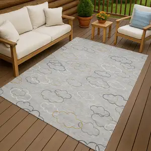 Photo of Silver And Beige Abstract Washable Indoor Outdoor Area Rug