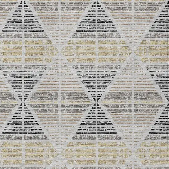 Silver And Beige Geometric Washable Indoor Outdoor Area Rug Photo 5
