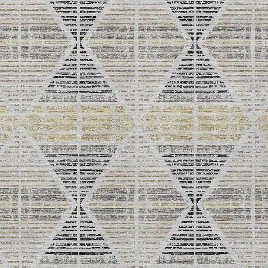 Silver And Beige Geometric Washable Indoor Outdoor Area Rug Photo 3
