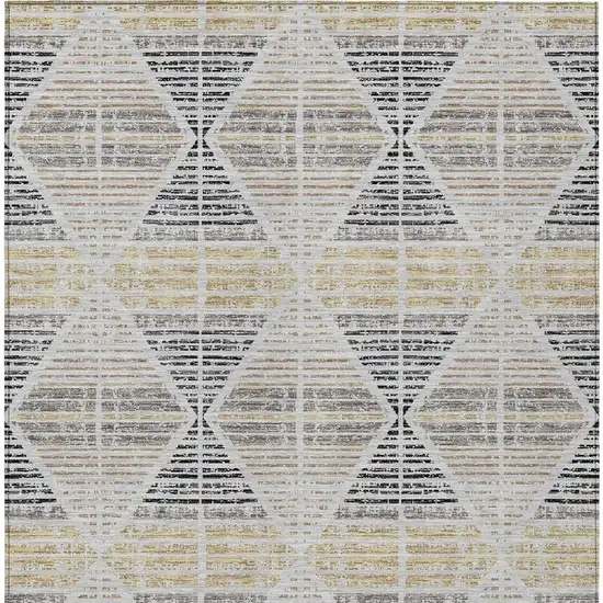 Silver And Beige Geometric Washable Indoor Outdoor Area Rug Photo 6