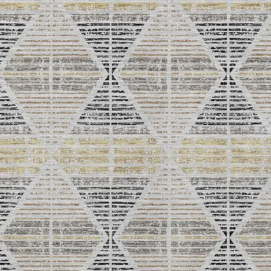 Silver And Beige Geometric Washable Indoor Outdoor Area Rug Photo 5