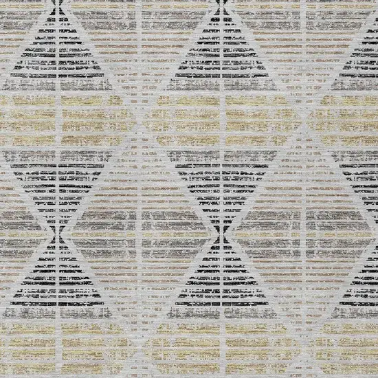 Silver And Beige Geometric Washable Indoor Outdoor Area Rug Photo 3