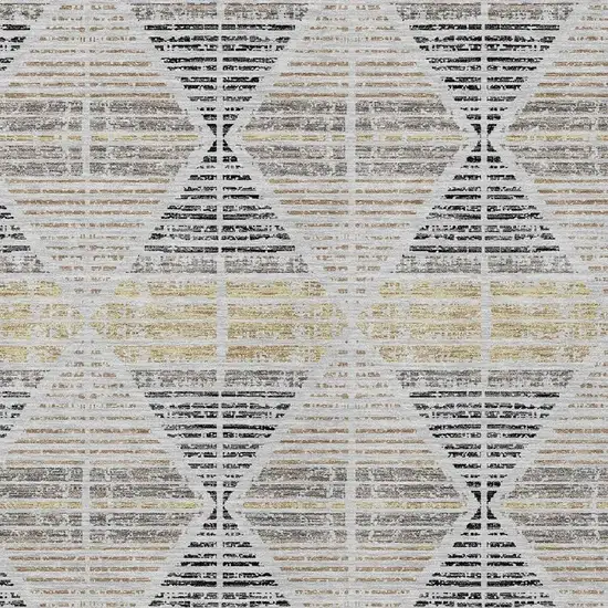 Silver And Beige Geometric Washable Indoor Outdoor Area Rug Photo 5