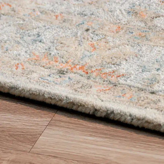 Silver And Beige Wool Abstract Hand Tufted Square Rug Photo 8