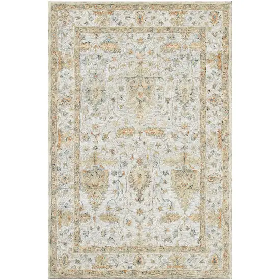 Silver And Beige Wool Abstract Hand Tufted Square Rug Photo 2