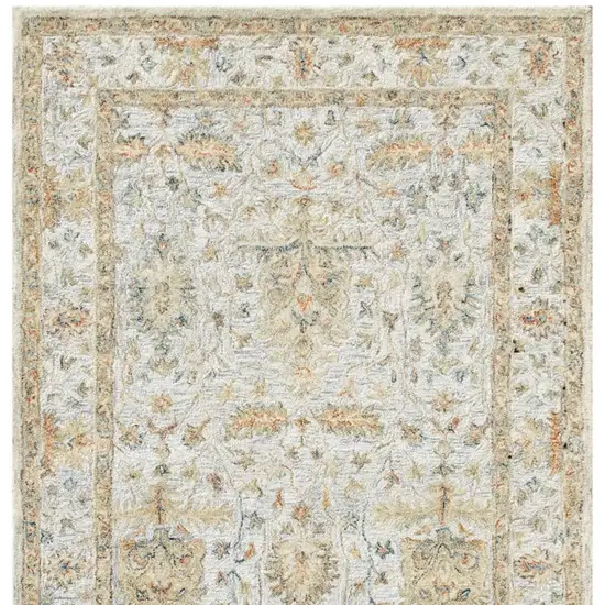 Silver And Beige Wool Abstract Hand Tufted Square Rug Photo 5