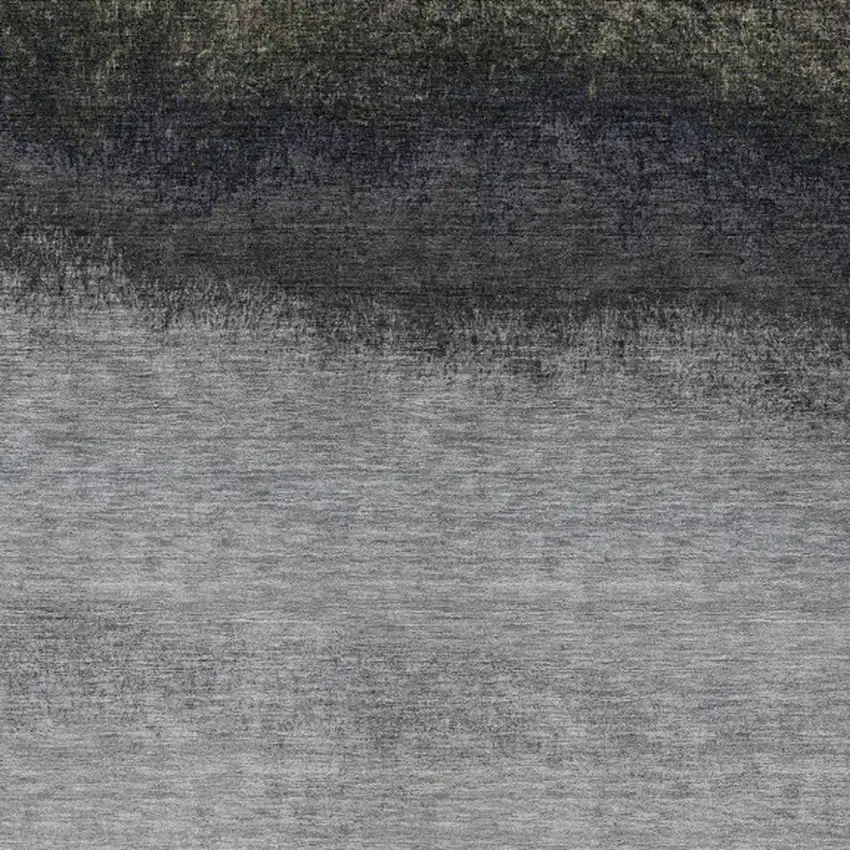 Silver And Black Ombre Washable Indoor Outdoor Area Rug Photo 1