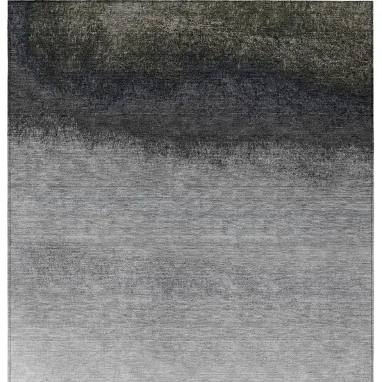 Silver And Black Ombre Washable Indoor Outdoor Area Rug Photo 1