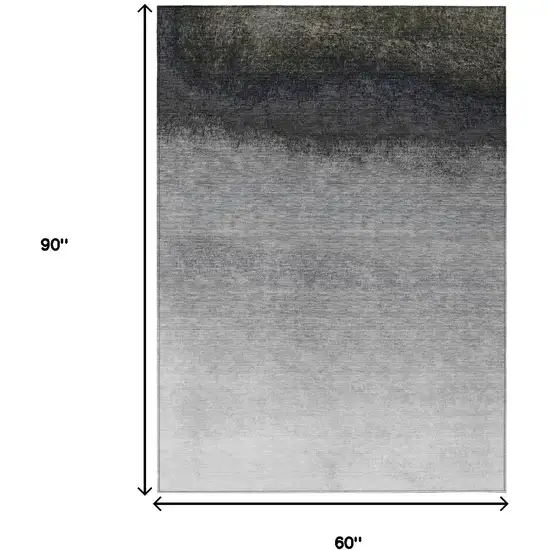 Silver And Black Ombre Washable Indoor Outdoor Area Rug Photo 9