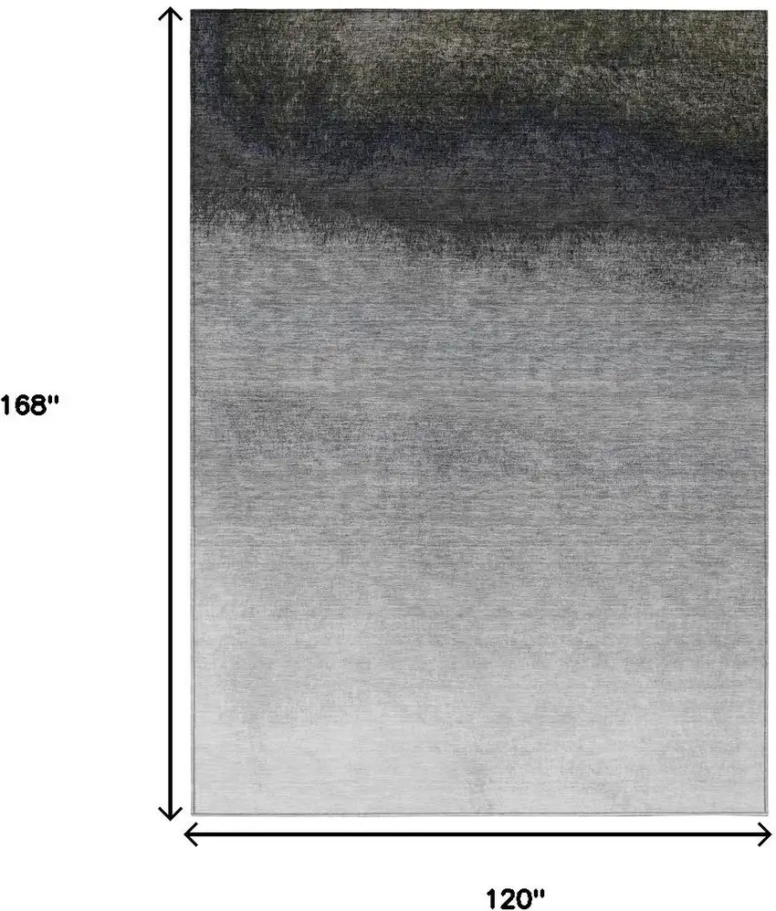 Silver And Black Ombre Washable Indoor Outdoor Area Rug Photo 9
