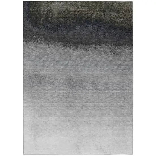 Silver And Black Ombre Washable Indoor Outdoor Area Rug Photo 8