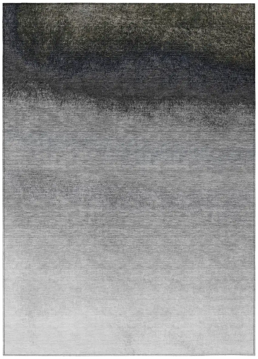 Silver And Black Ombre Washable Indoor Outdoor Area Rug Photo 8