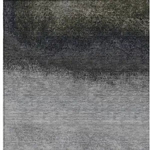 Photo of Silver And Black Ombre Washable Indoor Outdoor Area Rug