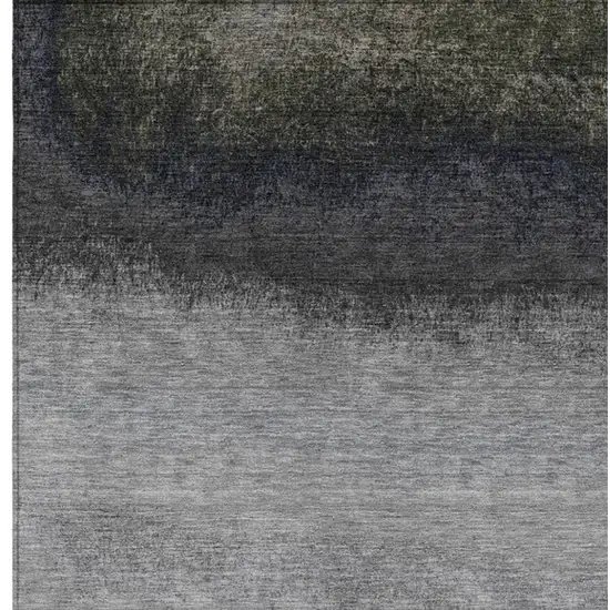 Silver And Black Ombre Washable Indoor Outdoor Area Rug Photo 1