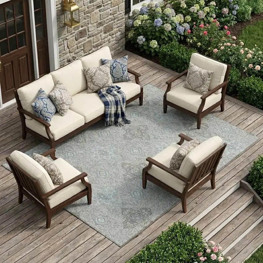 Silver And Brown Damask Washable Indoor Outdoor Area Rug Photo 1