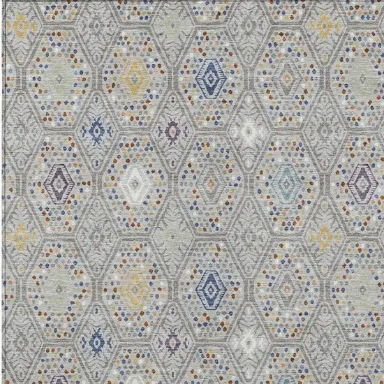 Silver And Brown Geometric Washable Indoor Outdoor Area Rug Photo 2