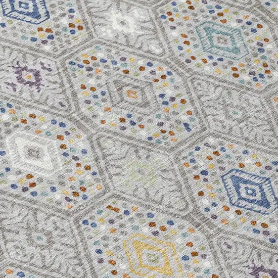 Silver And Brown Geometric Washable Indoor Outdoor Area Rug Photo 9
