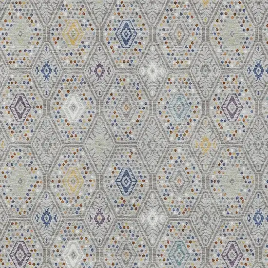 Silver And Brown Geometric Washable Indoor Outdoor Area Rug Photo 2