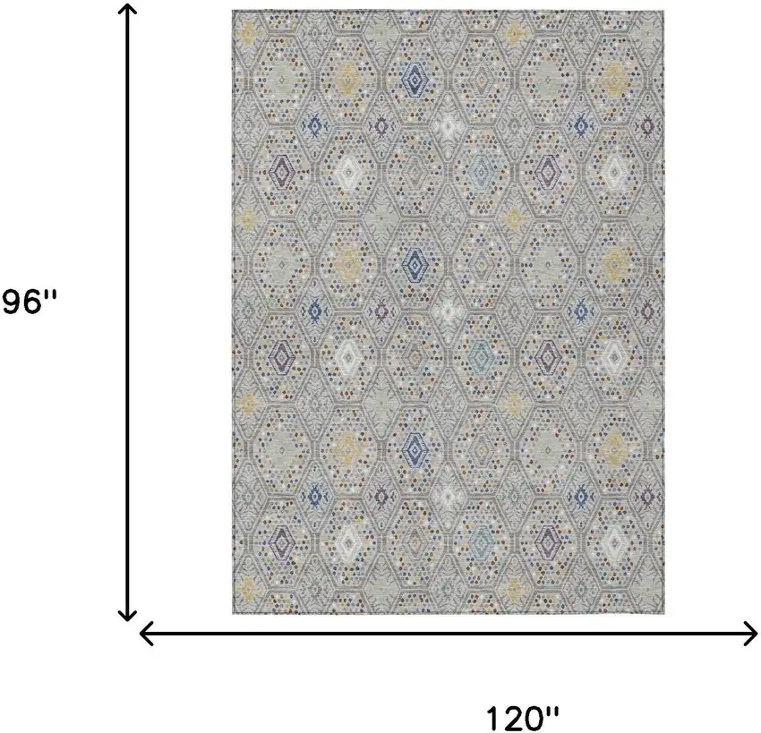 Silver And Brown Geometric Washable Indoor Outdoor Area Rug Photo 6