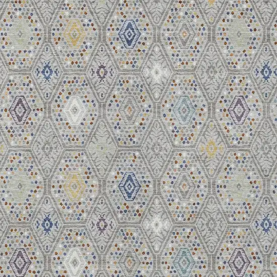 Silver And Brown Geometric Washable Indoor Outdoor Area Rug Photo 2