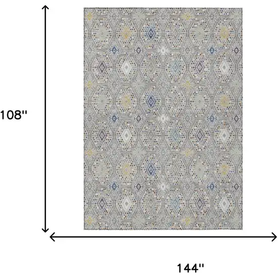 Silver And Brown Geometric Washable Indoor Outdoor Area Rug Photo 6