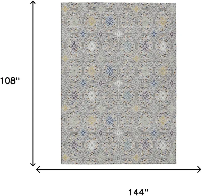 Silver And Brown Geometric Washable Indoor Outdoor Area Rug Photo 6
