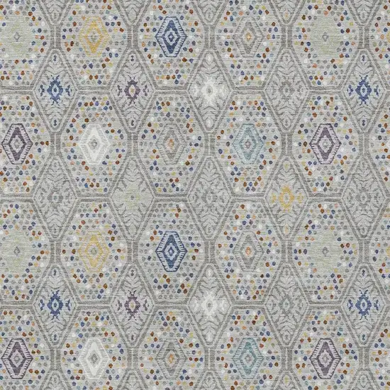 Silver And Brown Geometric Washable Indoor Outdoor Area Rug Photo 2