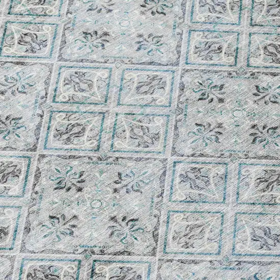 Silver And Brown Geometric Washable Indoor Outdoor Area Rug Photo 8