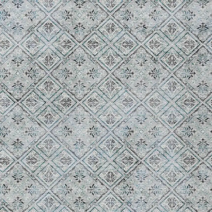 Silver And Brown Geometric Washable Indoor Outdoor Area Rug Photo 5