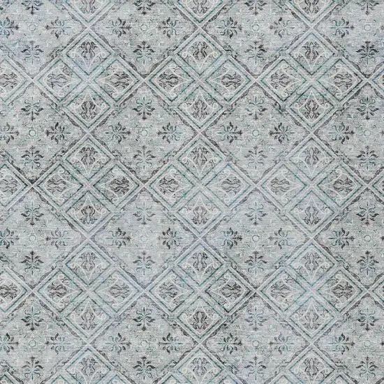 Silver And Brown Geometric Washable Indoor Outdoor Area Rug Photo 5