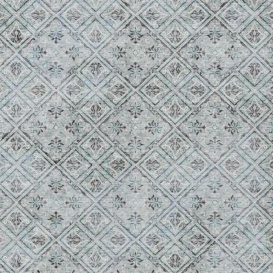 Silver And Brown Geometric Washable Indoor Outdoor Area Rug Photo 3