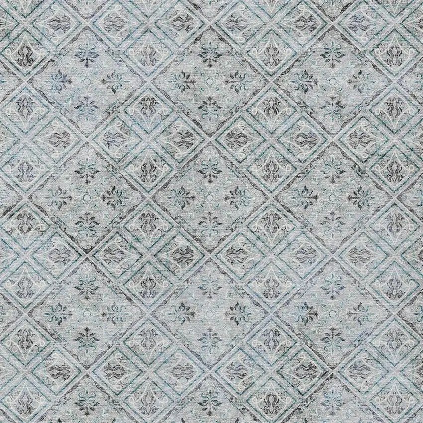Silver And Brown Geometric Washable Indoor Outdoor Area Rug Photo 3