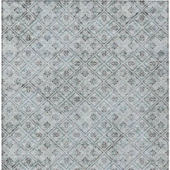 Silver And Brown Geometric Washable Indoor Outdoor Area Rug Photo 4