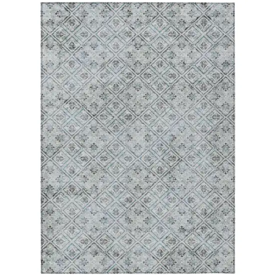 Silver And Brown Geometric Washable Indoor Outdoor Area Rug Photo 2