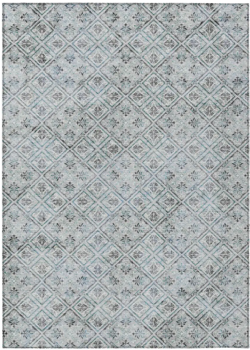 Silver And Brown Geometric Washable Indoor Outdoor Area Rug Photo 2