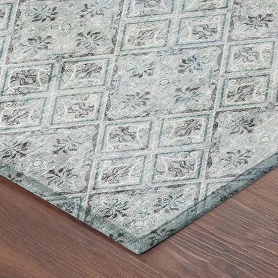 Silver And Brown Geometric Washable Indoor Outdoor Area Rug Photo 7