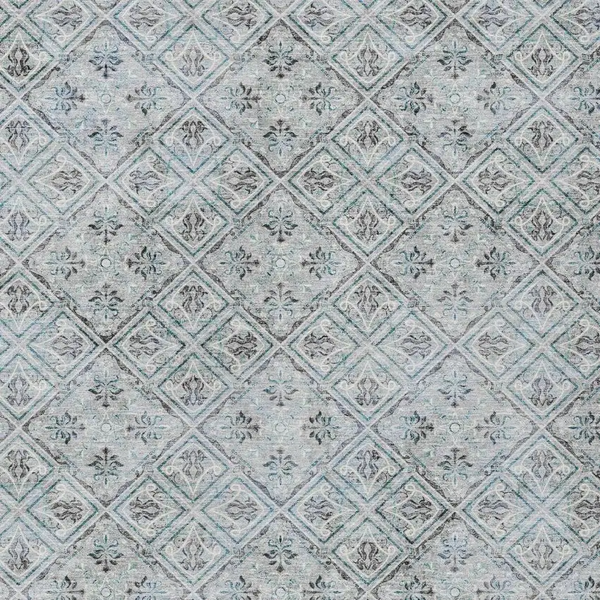 Silver And Brown Geometric Washable Indoor Outdoor Area Rug Photo 4